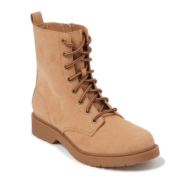 NEW Women's Time and True Tan Lug Boot Size 10 Lace Up Side Zipper Combat Boots - Picture 1 of 5